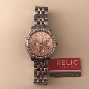 Silver and Pink Relic Watch NWT